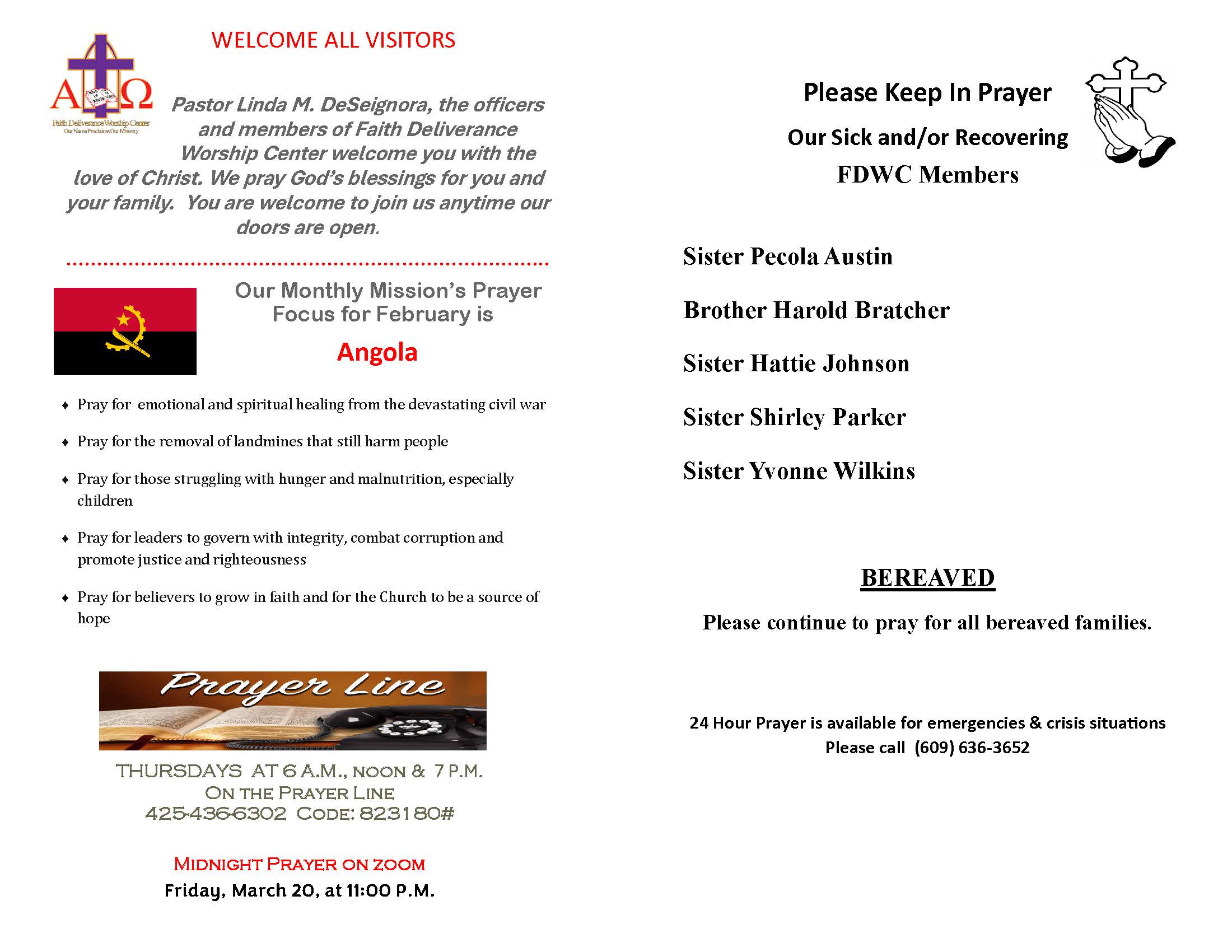 Church Bulletin Page