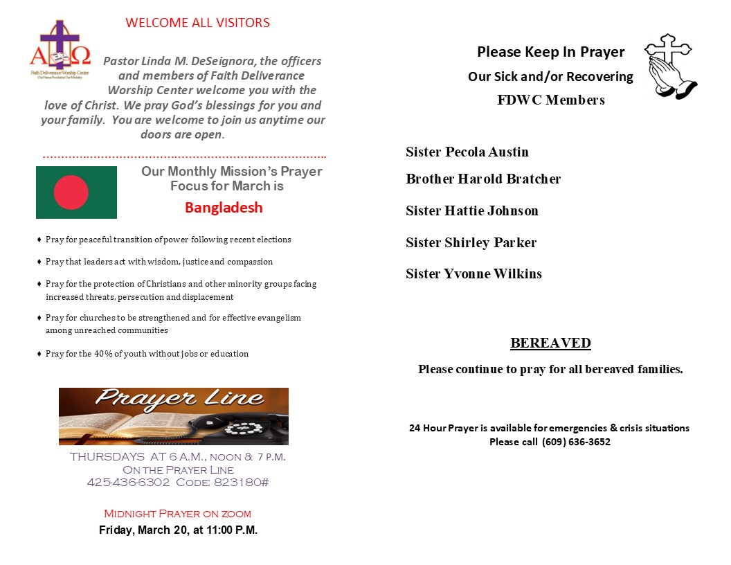 Church Bulletin Page