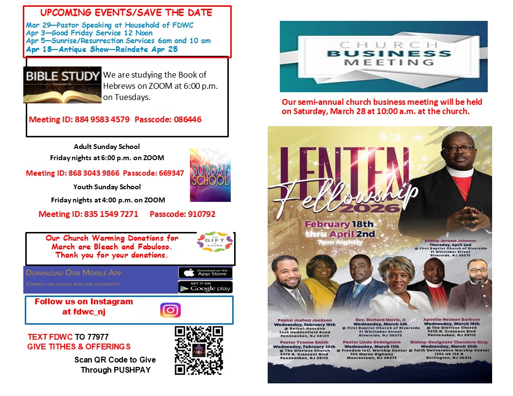 Church Bulletin Page