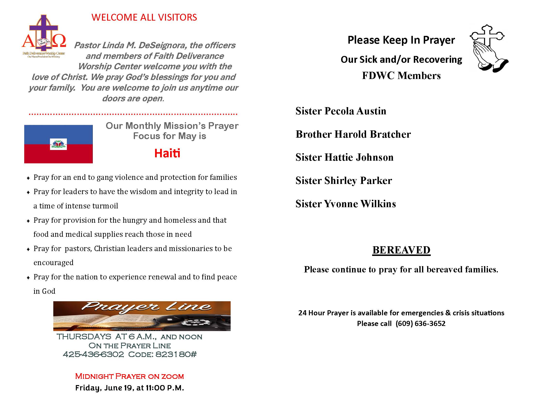 Church Bulletin Page