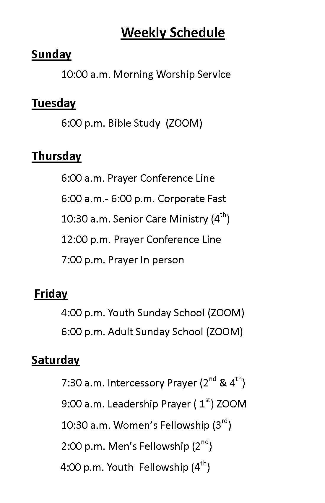 Church Bulletin Page