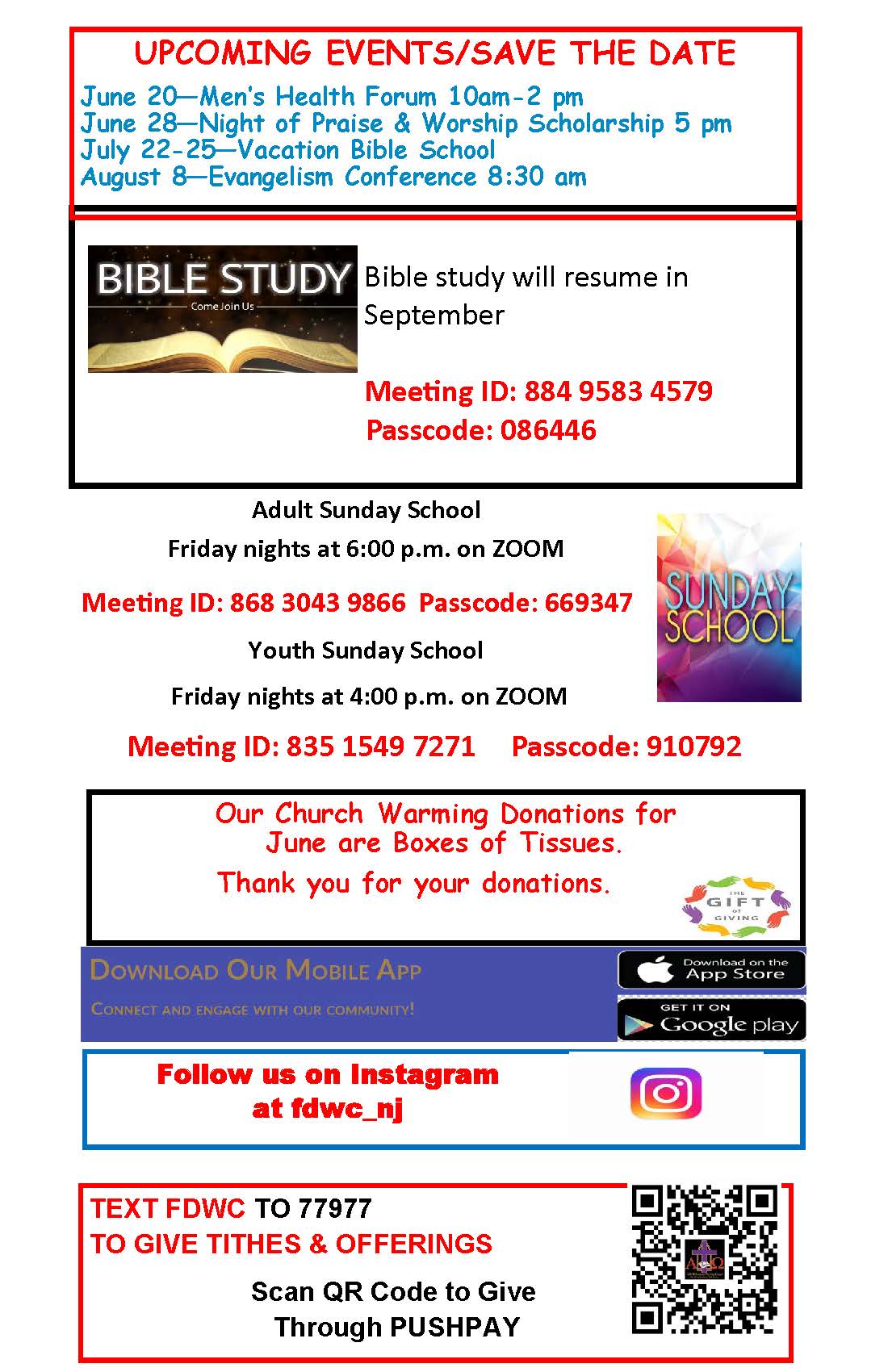 Church Bulletin Page