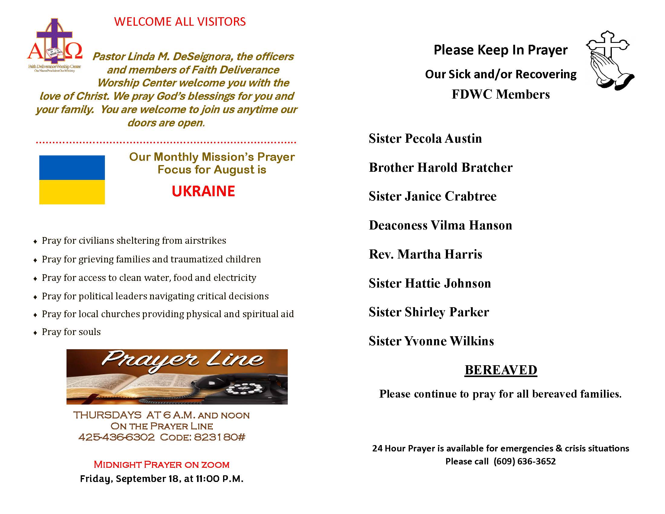 Church Bulletin Page
