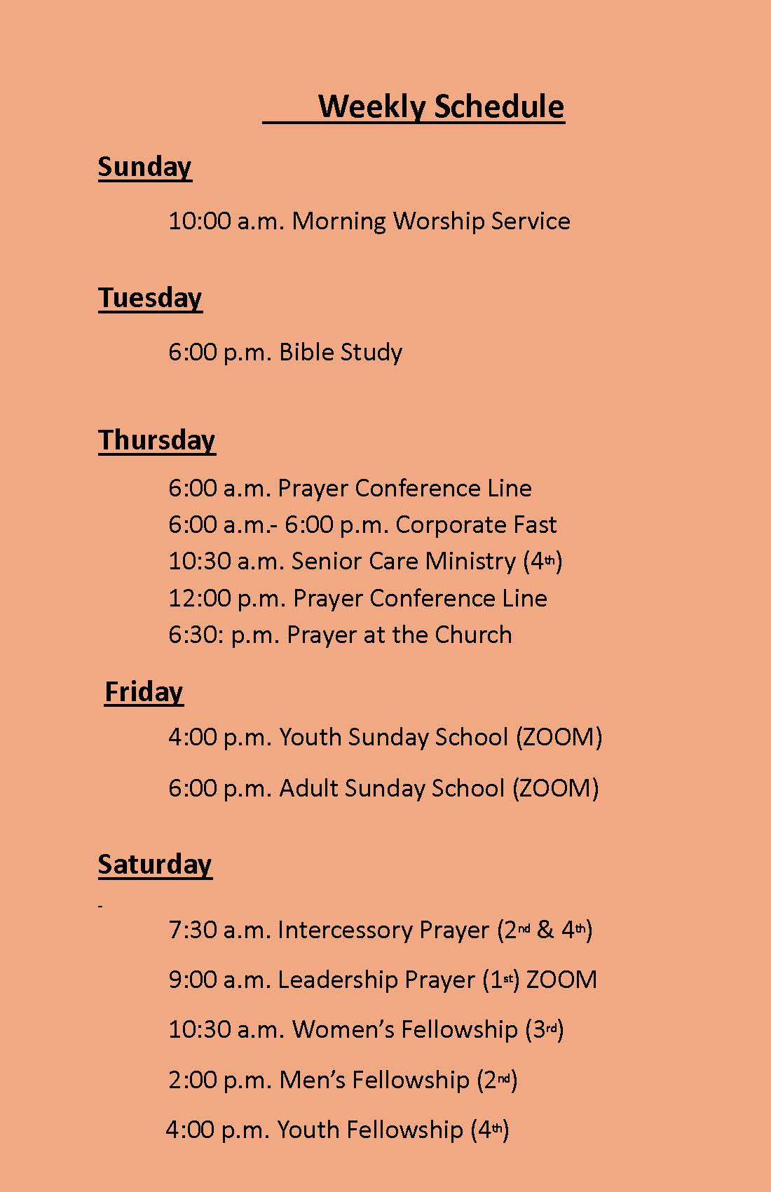 Church Bulletin Page